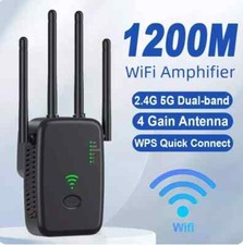 AMPLIFICATORE WiFi 5GHz Dual-Band 1200Mbps, RIPETITORE Wireless 4 ANTENNE NUOVO