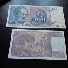 Vecchie Banconote Europee 20 + 5000 Franchi Buona Conservazione Lotto C44