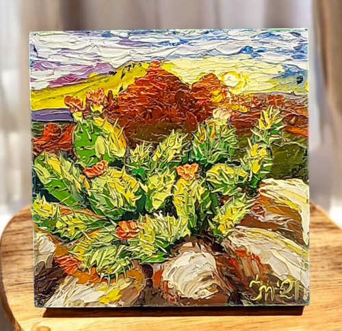 Dipinto olio originale cactus