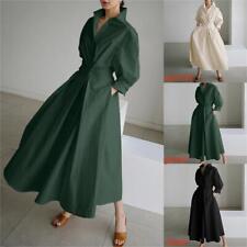 Abito Da Donna Con Volant Estivo A Maniche Lunghe Abito A Camicia Lunga In ☆