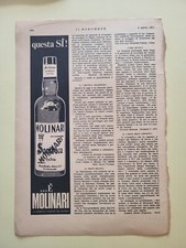 MOLINARI SAMBUCA + LORILU CAPELLI RITAGLIO CLIPPING PUBBLICITA' ADVERTISING #439