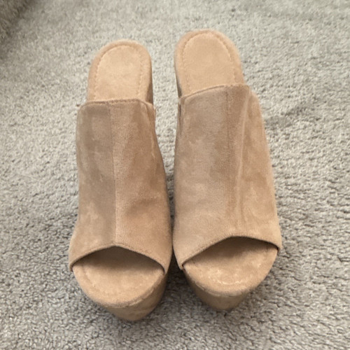 Zeppa donna beige - , scamosciata