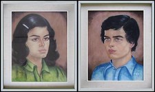 2 vecchi pendant dipinti olio