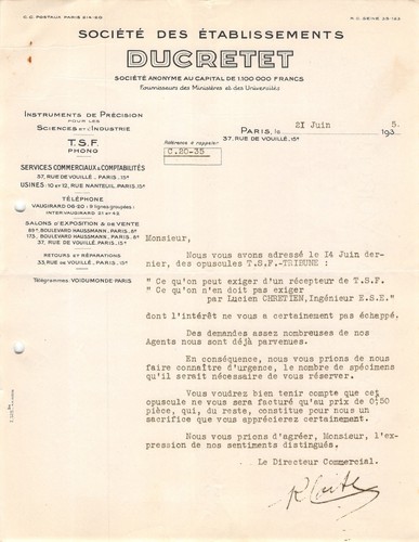 1930 etab ducretet paris - 1930,
