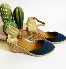 Scarpe tela blu camoscio sintetico corda Campesine OVS tacco 8   N°38