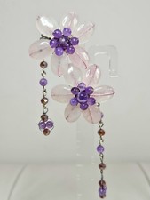 orecchini a clip in quarzo rosa e ametista