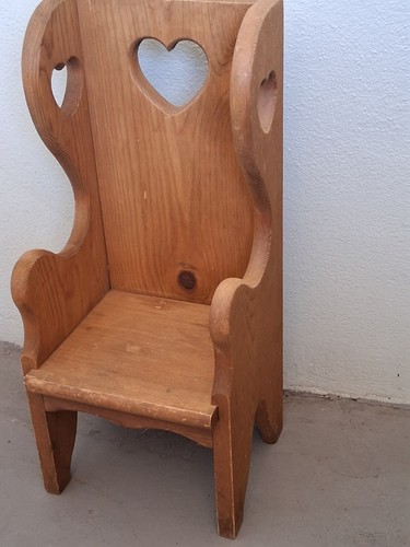 Sedia vintage cuori legno - sedia,