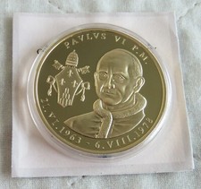 POPE PAUL VI  1963 - 1978 40mm GOLD PLATED PROOF MEDAL  - coa a
