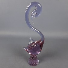Scultura Cigno Vetro Murano Grande Design Sommerso Lilla Vintage Anni ‘70