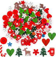 Bottoni Natalizi in Legno, 50 Pezzi Di Bottoni Decorativi Misti per Progetti Di 