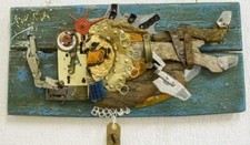 Quadro "Pesce Scarrafone" 30x61 Materiale di recupero fatto a mano 
