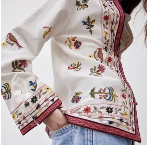 Zara giacca ricamata blusa - zara,