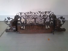 Antica Chiave carretto siciliano in ferro battuto e legno intarsiato a mano