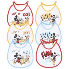 BAVETTE MICKEY MOUSE DISNEY SET 6 BAVAGLINI 18 X 18 CM IN SPUGNA PER BAMBINI