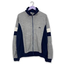 Felpa Puma Vintage grigio e blu con zip anni 80 - Taglia 52 uomo