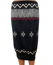 FRANKIE MORELLO Gr.S 100% WOLLE Rock Strick Abstrakt Schwarz Bunt