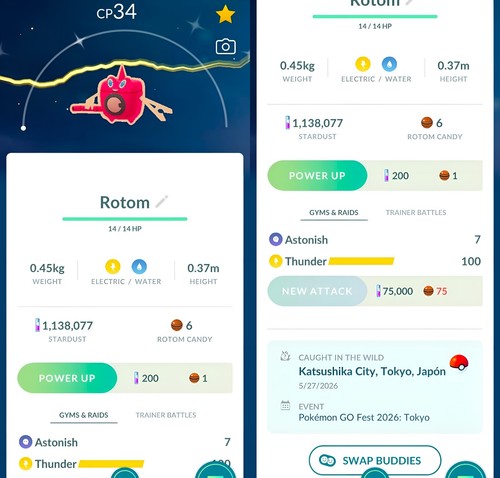 Shiny rotom wash - wash, livello