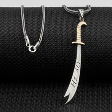 Hz. Collana uomo Ali Zulfiqar spada argento Hazrat Ali scritta in arabo #470