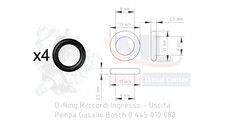 x4 O-RING GOMMINI GUARNIZIONI PER RACCORDI IN-OUT PER 0445010080 1.3 MULTIJET