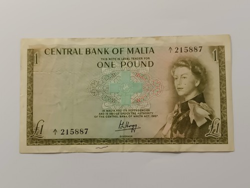 Banconota malta one - one, 1967