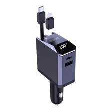 200W Retractable Car Charger, 3-in-1 Independent Fast Charging, 2.3ft 105W Re...