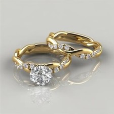 coppia di anelli placcato oro 18 ct e zircone