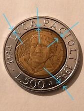 500 LIRE LUCA PACIOLI 1994 ERRORI DI CONIO