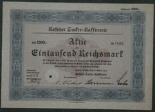 Lotto 10 X Raffineria di Zucchero Rositzer 1939 1000 RM