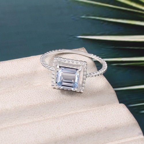 Anello aaa acquamarina asscher - anello,