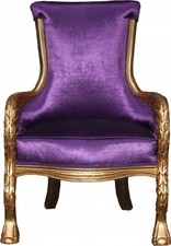 Casa Padrino poltrona salotto barocco viola/oro arredo stile antico - soggiorno 