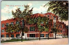 Antique Postcard Rockford Central High School Rockford, IL 1910s