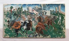 Quadro dipinto su tela imitazione affresco con scena di una battaglia medievale