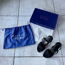 STUART WEITZMAN Sandalo Donna Nabuk Nero E Incrocio Elastico Con Plateau Tg 35