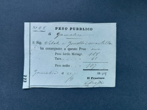 Ricevuta storica peso pubblico