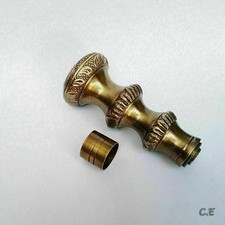 Manico lungo tondo inciso in ottone - ricambio canna bastone da passeggio stile reale