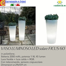 Vaso Luminoso LED SOLARE Luce Calda Fredda RGB ? 29x59cm Tondo Con Telecomando