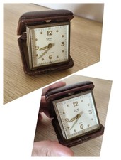 50s SWIZA COQUET RARE TRAVEL ALARM CLOCK WATCH UHREN SVEGLIA DA VIAGGIO WORKING