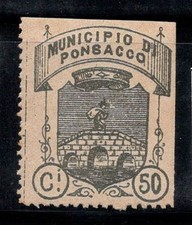 Ponsacco - Nuovo ** 100% marche comunali 50 cent. Municipio