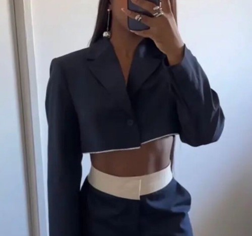 Zara navy striped - striped, cropped
