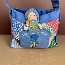 Vintage Holly Hobbie Knickerbocker Rag Doll blu tote bag borsa 8x10 patchwork trapunta