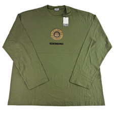 T-shirt vintage Y2K Iceberg Jeans uomo manica lunga maglietta grafica Made in Italy XXL nuova con etichetta