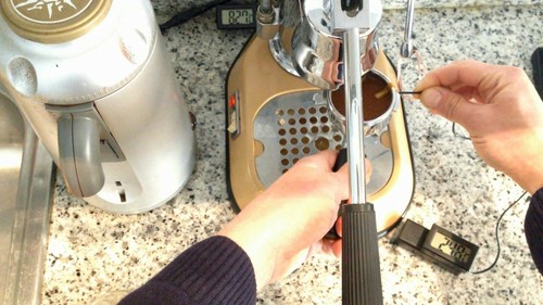 Portafilter thermometer for