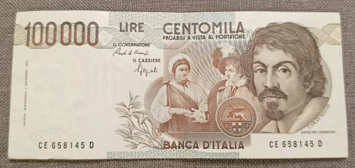 100000 lire caravaggio - lire,