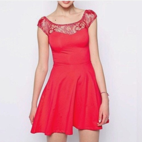 Vestito corto pizzo scollo - ,