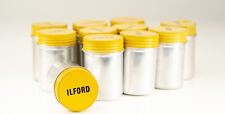 ILFORD METAL FILM CANISTER, 35mm, GREY WITH YELLOW CAP