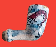 pipa tubo forno focolare ceramica screpolata decorazione firmata tabacco...