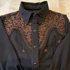 Camicia nera western ricamata