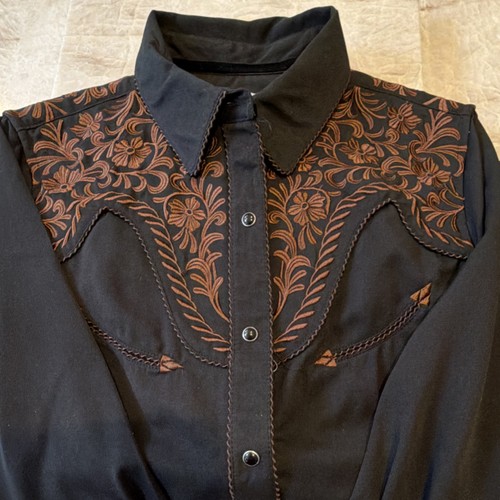 Camicia nera western - , ricamata