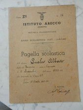 GENOVA PAGELLA SCOLASTICA 1942/43 SCUOLA ELEMENTARE ISTITUTO ARECCO