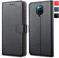 Coque Portefeuille Rabat Cuir Noir Flip Xiaomi Redmi 8 9A Note 8 9 Mi 10T 10Lite